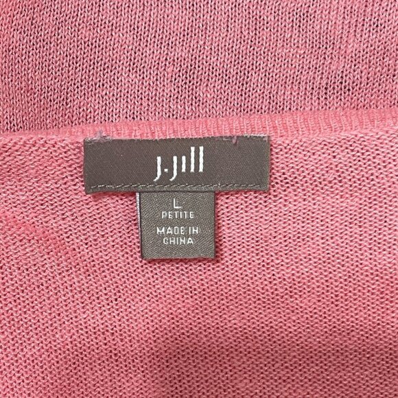 J. Jill Linen Blend Cardigan Sweater Long Sleeve Waterfall Pink L Large Petite - Picture 4 of 6